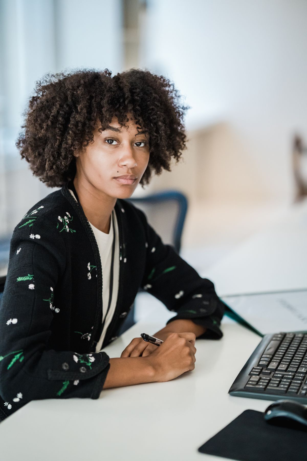 Businesswoman working at an office desk